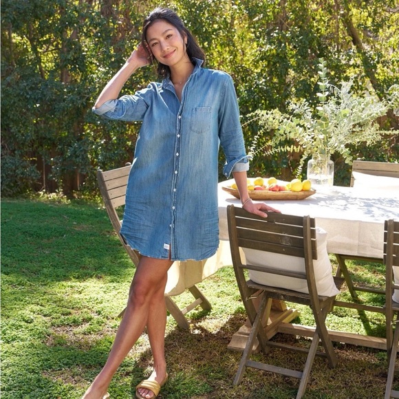 Frank & Eileen Distressed Mary Dress Blue M - Picture 2 of 14